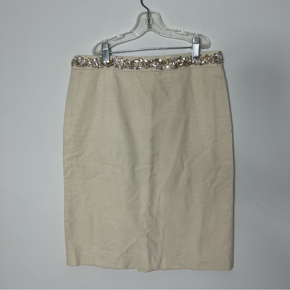 Wyeth by Todd Magill Pencil Skirt Embellished Tan Sequin Beaded 357
